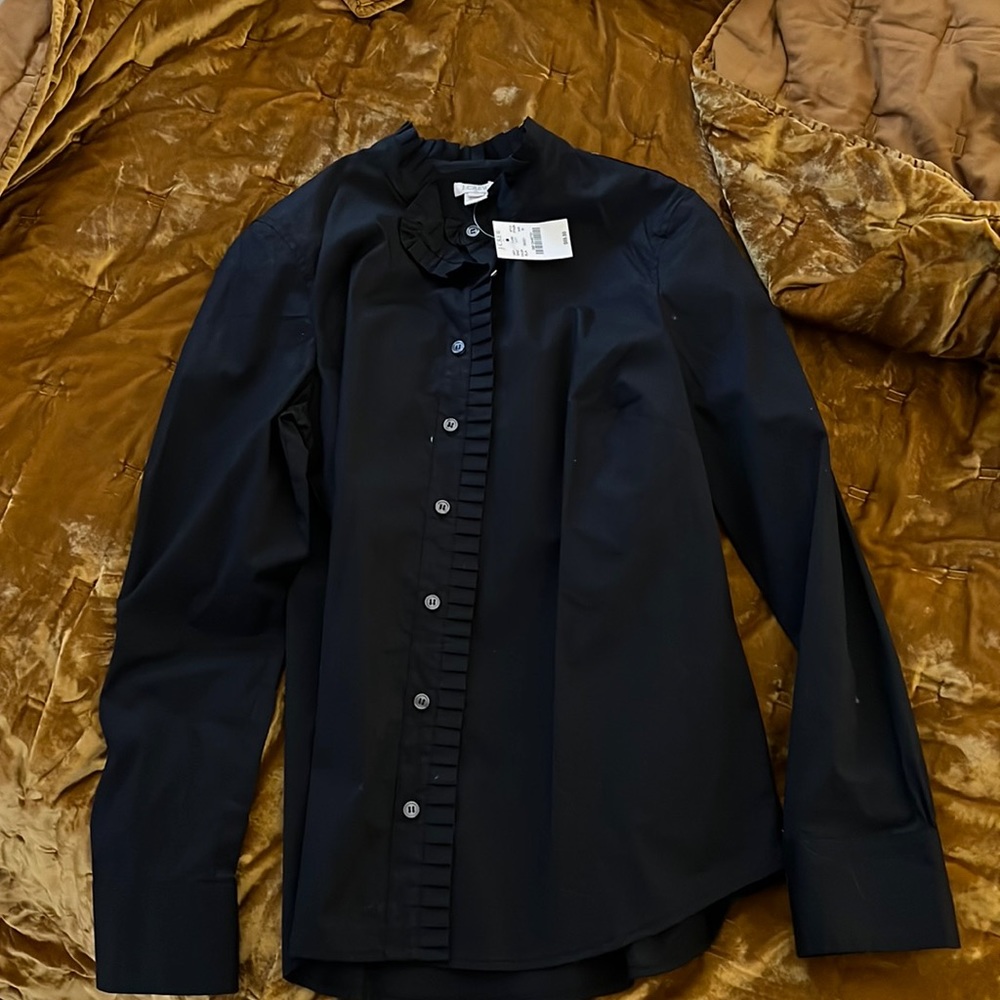 NWT black JCrew button down. Beautiful Mandarin collar detail!